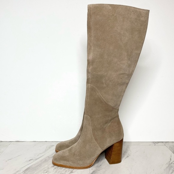 Dolce Vita Flin Gray Suede Heeled Tall Boot 6 1/2